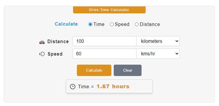 Drive Time Calculator