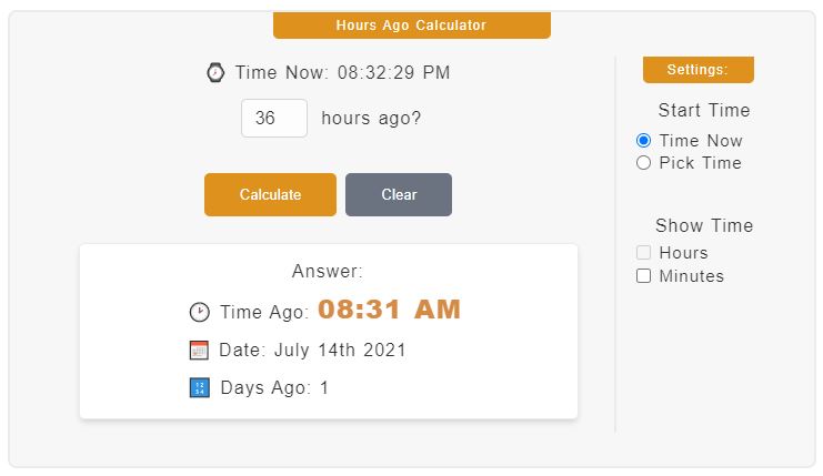 Hours Ago Calculator