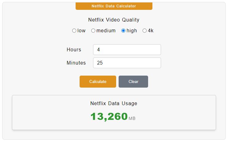 Netflix Data Calculator